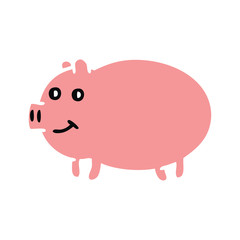flat color retro cartoon pig