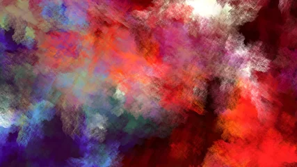 Foto op Plexiglas Mix van kleuren Abstract blue and bloody red fantastic clouds. Colorful fractal background. Digital art. 3d rendering.