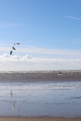 kite surfing on beach