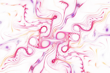 Abstract glossy red zigzags. Fantastic wavy texture. Digital fractal art. 3d rendering.