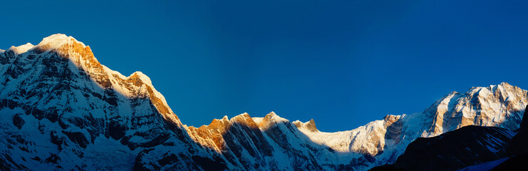 White peak Annapurna on a background of blue sky. Himalayas. Nepal