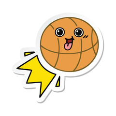 sticker of a cute cartoon basketball