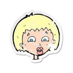 retro distressed sticker of a cartoon shocked expression