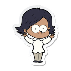 sticker of a happy cartoon girl