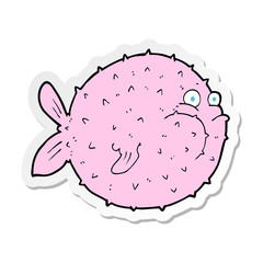 sticker of a cartoon puffer fish