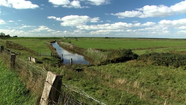 Newly diked land (Koog) near Husum at the North Sea, Germany.