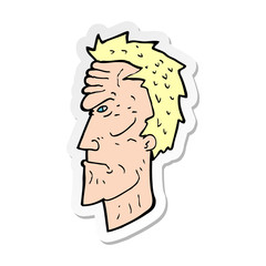 sticker of a cartoon angry face
