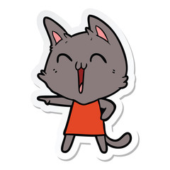sticker of a happy cartoon cat