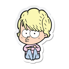 sticker of a cartoon woman