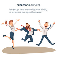 Fototapeta na wymiar Coworking Business Team Jump Celebrating Success
