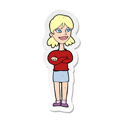 sticker of a cartoon smug woman