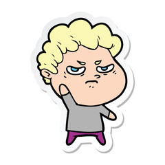 sticker of a cartoon angry man