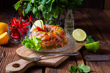 tasty jelly with pork knuckle and pork legs