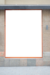 Obraz na płótnie Canvas Mock up. Blank advertising billboard, signboard, store showcase window on the wall