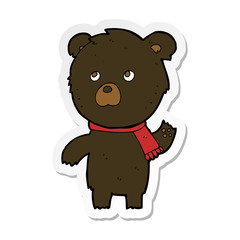 sticker of a cartoon cute black bear