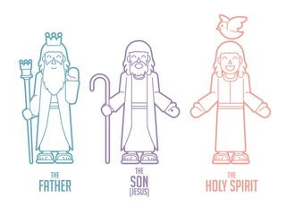 Fototapeta na wymiar God Father Son Holy spirit cartoon graphic vector