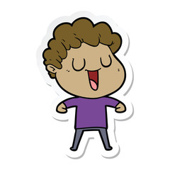 sticker of a laughing cartoon man