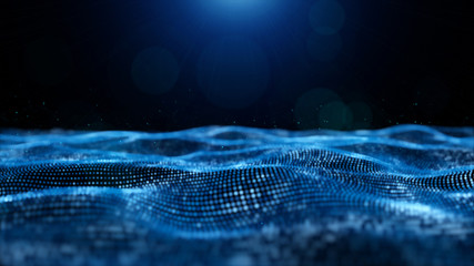 Abstract Blue Color Digital Particles