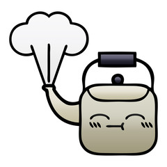 gradient shaded cartoon steaming kettle