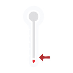 flat color retro cartoon cold thermometer