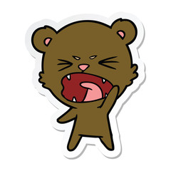 sticker of a angry cartoon bear