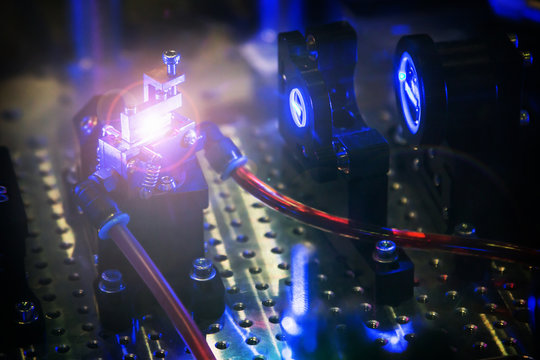  Laser Beam Passes Through The Laser System Of The Laboratory