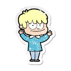 Fototapeta premium distressed sticker of a happy cartoon man