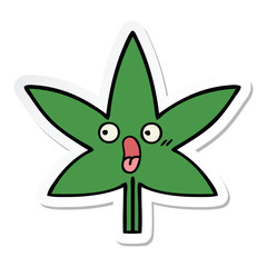sticker of a cute cartoon marijuana leaf