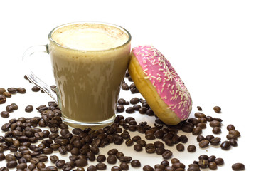 arabica,aroma,background,bakery,bean,beverage,break,breakfast,brown,cafe,caffeine,calories,cappuccino,closeup,coffee,colorful,cream,cup,delicious,dessert,donut,doughnut,drink,energy,fat,foam,food,frag