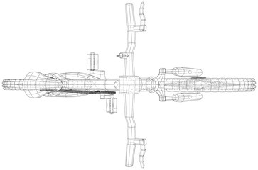 Obraz premium Bicycle. Vector wireframe concept. Blue purple. Created illustration of 3d
