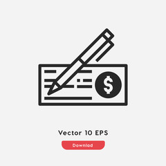 Money check icon. Money check icon vector. Linear style sign for mobile concept and web design. Money check symbol illustration vector graphics - Vector	