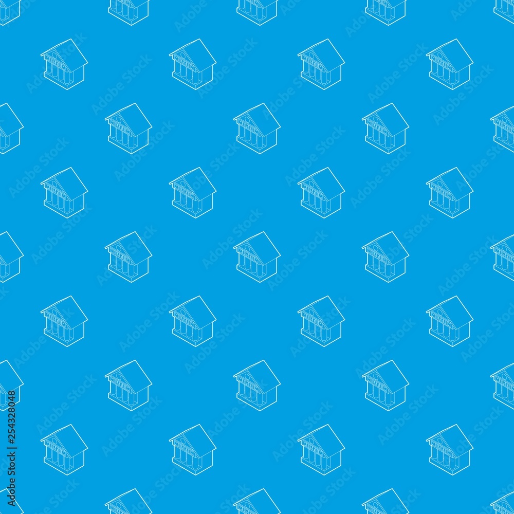 Poster museum building pattern vector seamless blue repeat for any use