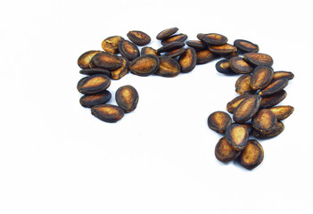 Watermelon seeds for snack isolated on white background