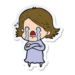 Obraz premium sticker of a cartoon woman crying