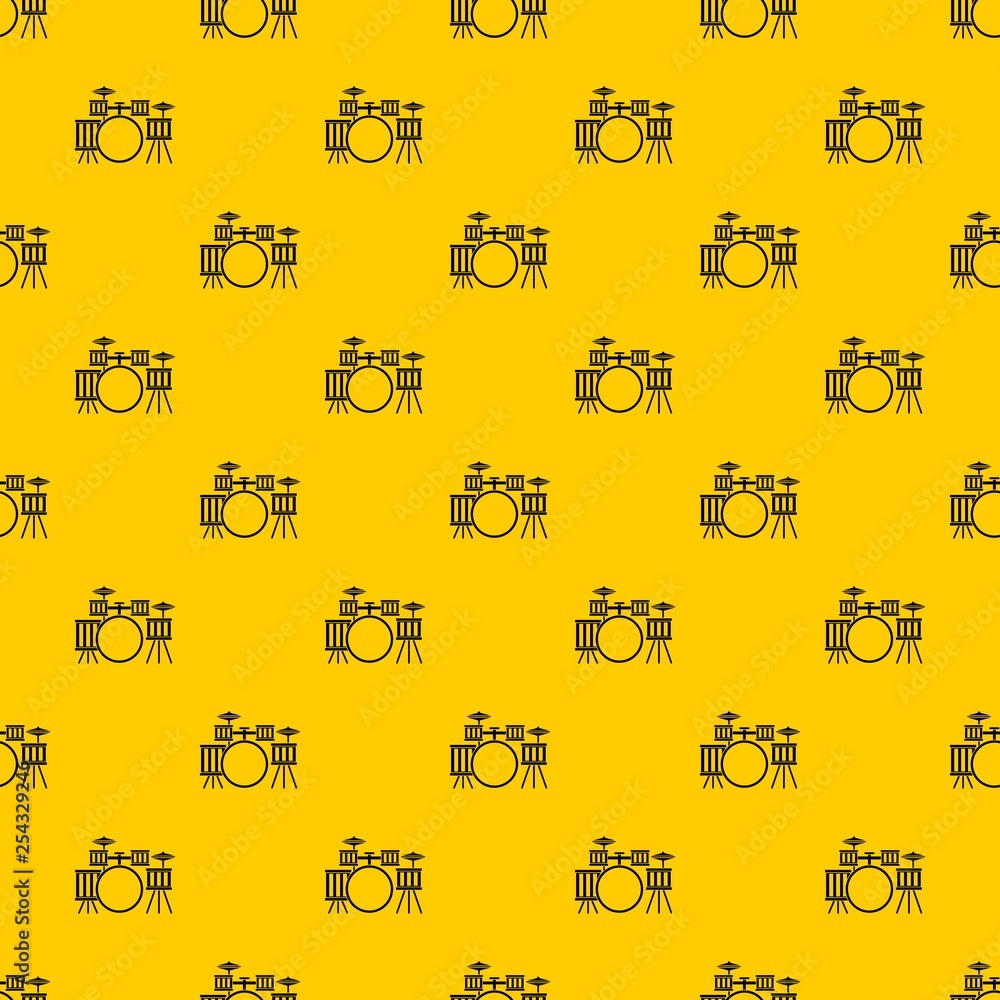 Poster drum kit pattern seamless vector repeat geometric yellow for any design