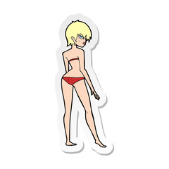 sticker of a cartoon woman in bikini