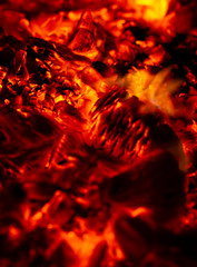 burning firewood on black background