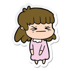 sticker of a cartoon angry girl
