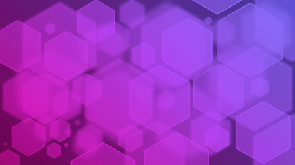 Abstract purple geometric bokeh. Hexagons background