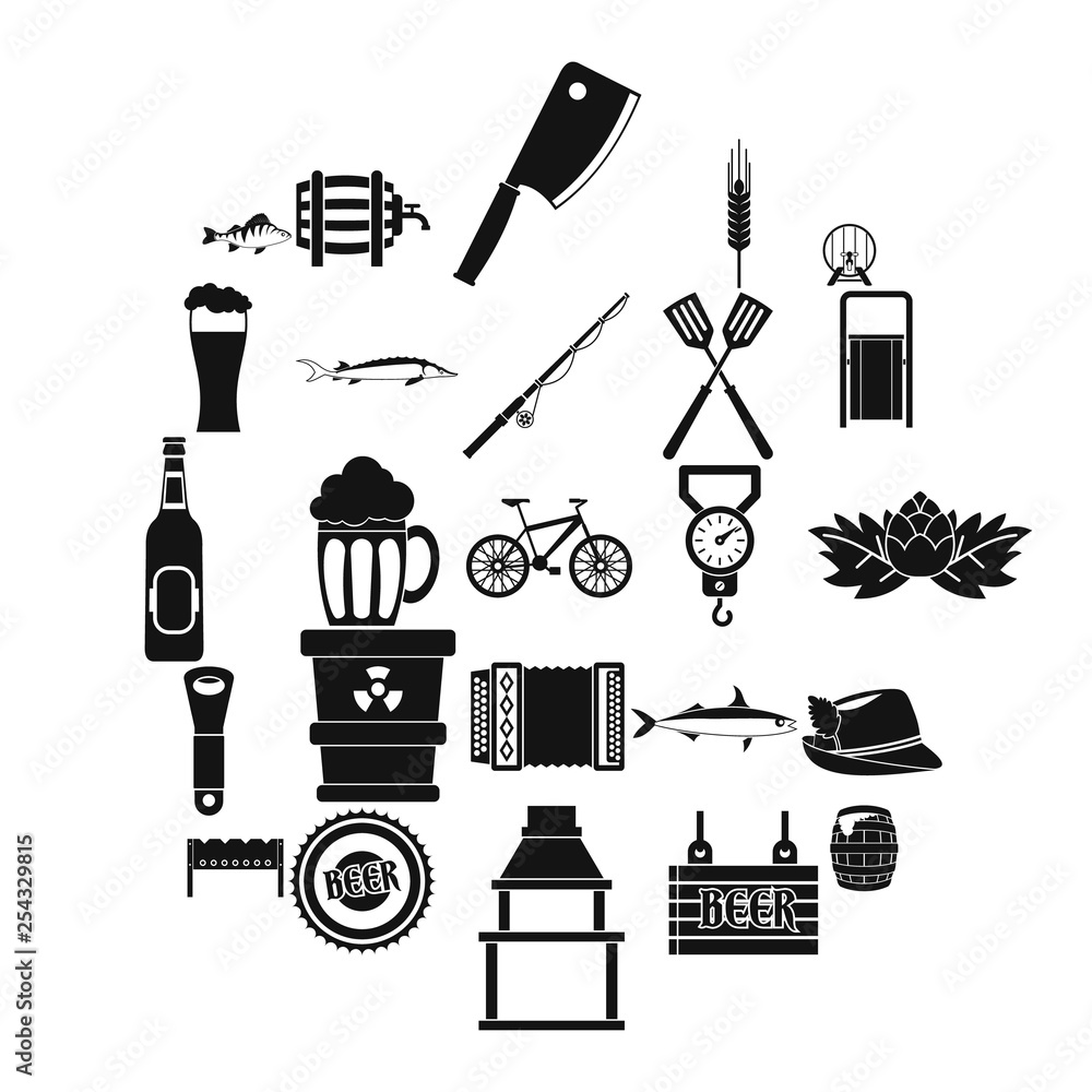 Poster fishery icons set. simple set of 25 fishery vector icons for web isolated on white background