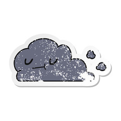 distressed sticker cartoon of kawaii happy cloud