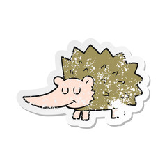 retro distressed sticker of a cartoon hedgehog
