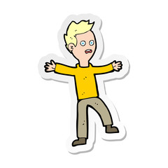 sticker of a cartoon startled boy