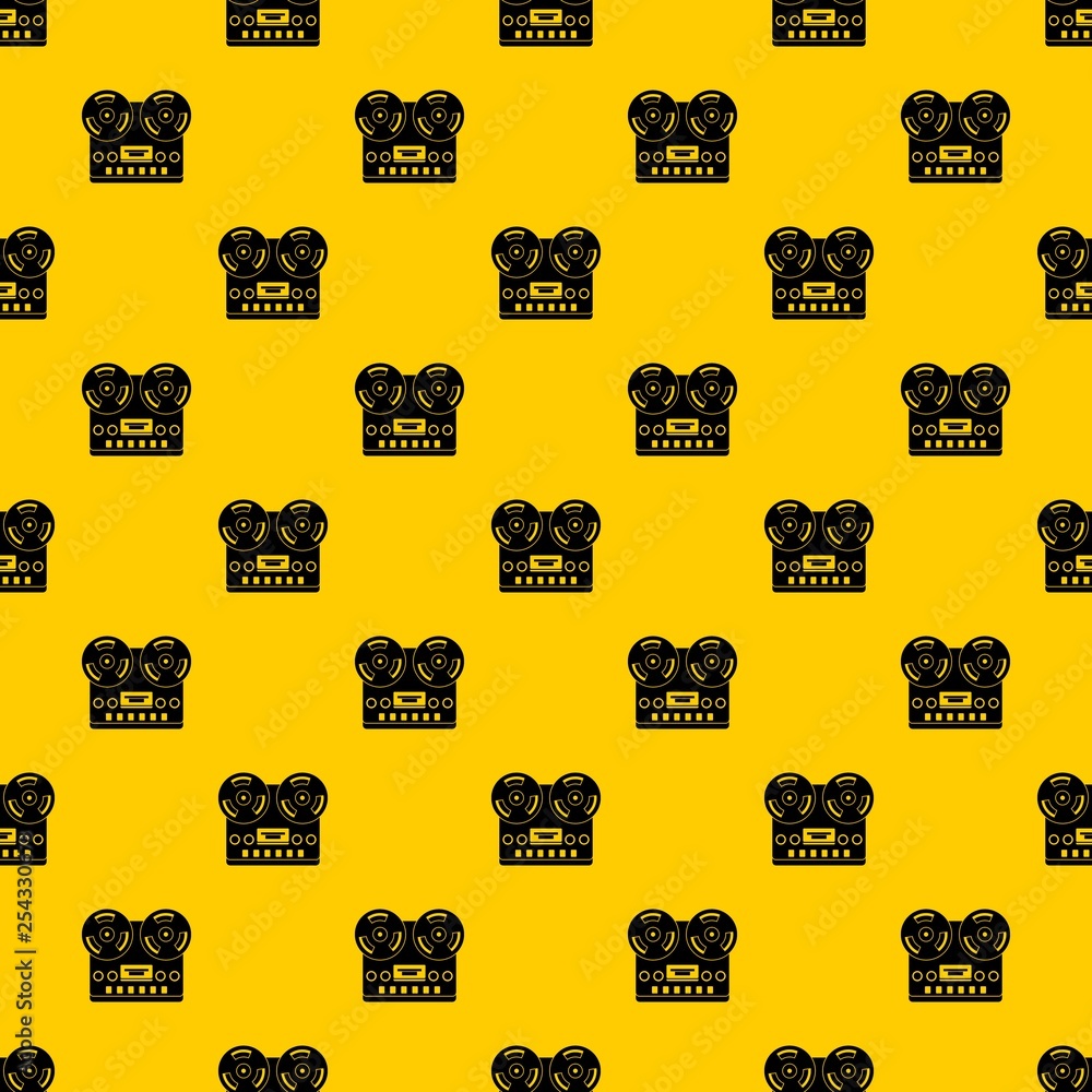 Poster retro tape recorder pattern seamless vector repeat geometric yellow for any design