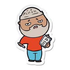 Obraz premium sticker of a cartoon worried man with beard