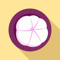 Top view mangosteen icon. Flat illustration of top view mangosteen vector icon for web design