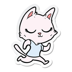 Obraz na płótnie Canvas sticker of a calm cartoon cat running
