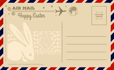 Vintage Happy Easter Postcard. Vector illustration.