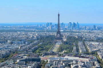 Fototapeta na wymiar Aerial View of Paris with the Eiffel Tower