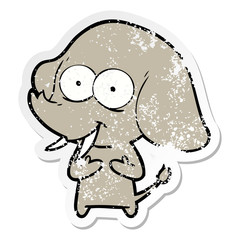 Obraz premium distressed sticker of a happy cartoon elephant